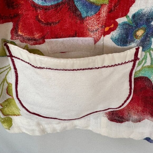 Chico's 100% Linen Ivory Water Color Floral Tie Front Long Sleeve Top Size M - Picture 7 of 13